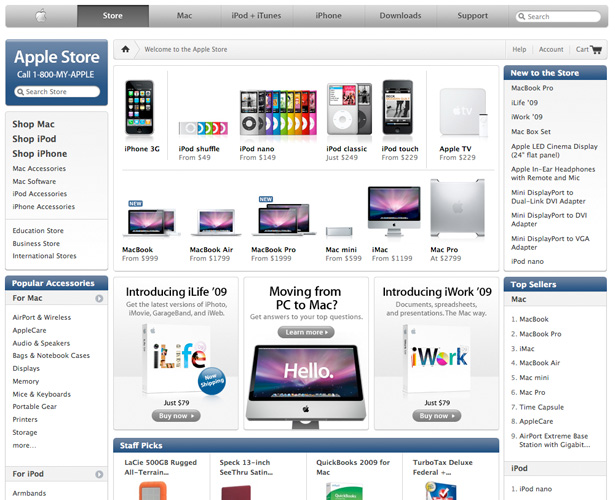 Интернет сайт айфонов. Каталог Apple. Apple в 2010 году.