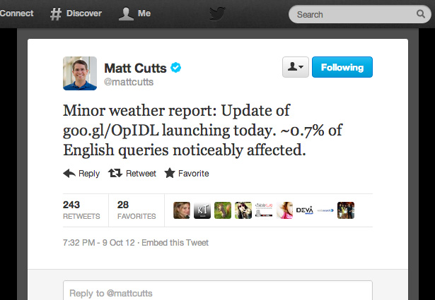 Matt Cutts twitter