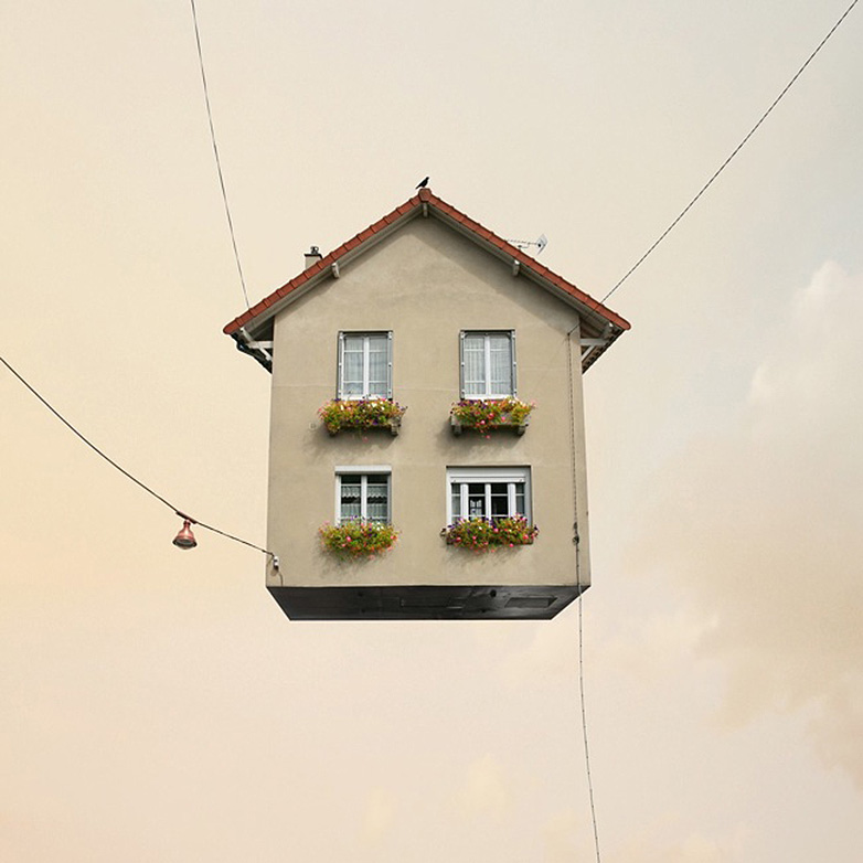 Flying house image