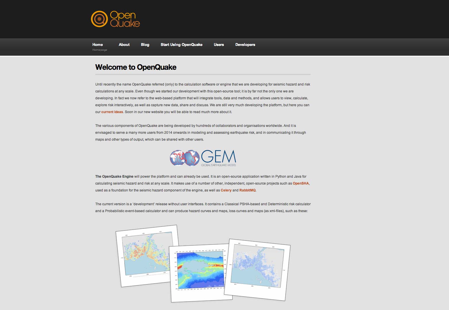 Old OpenQuake website
