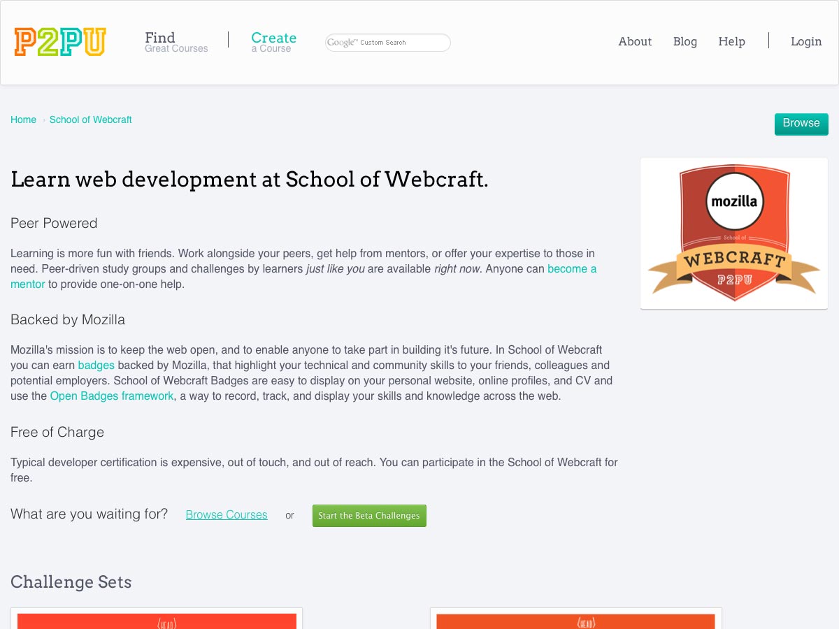P2PU's School of Webcraft