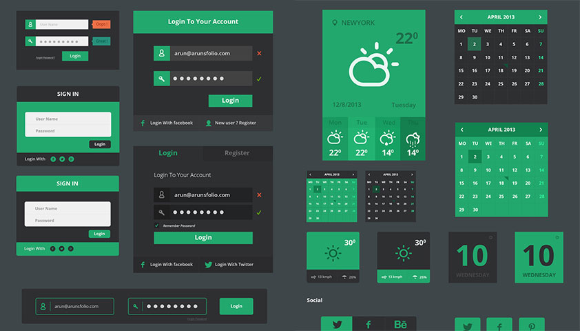 25+ flat UI kits for web designers