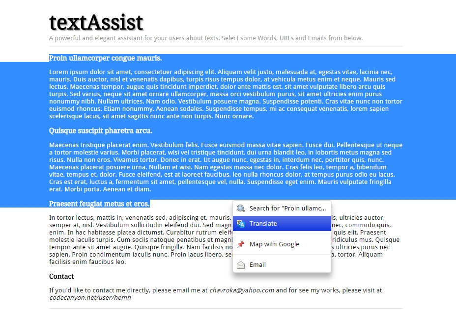 TextAssist (jQuery, HTML/CSS, JavaScript)