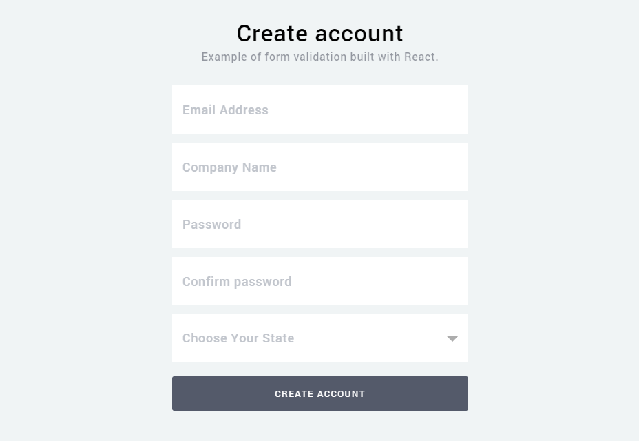 React Signup Form Example