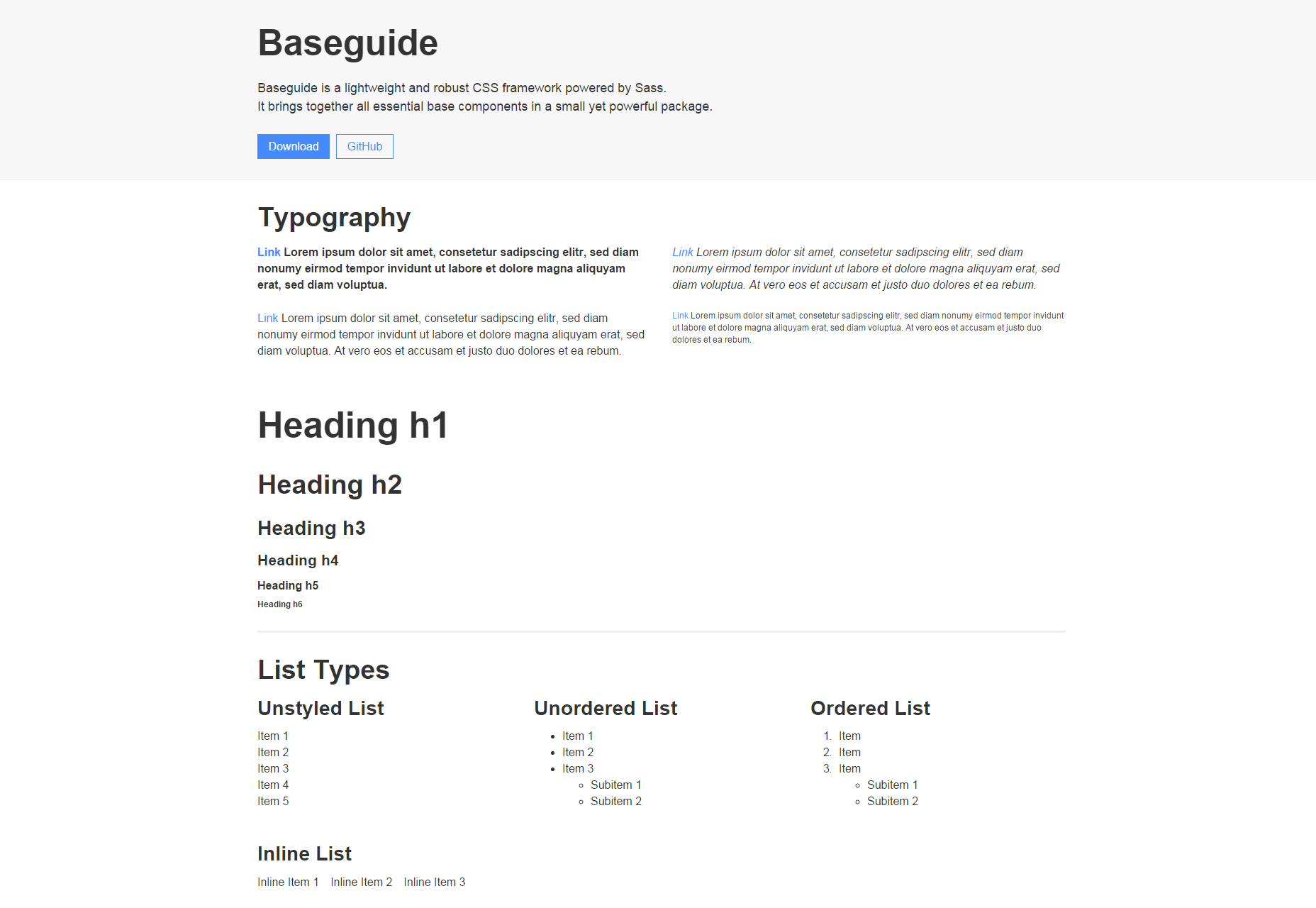 Baseguide: Lightweight CSS Framework