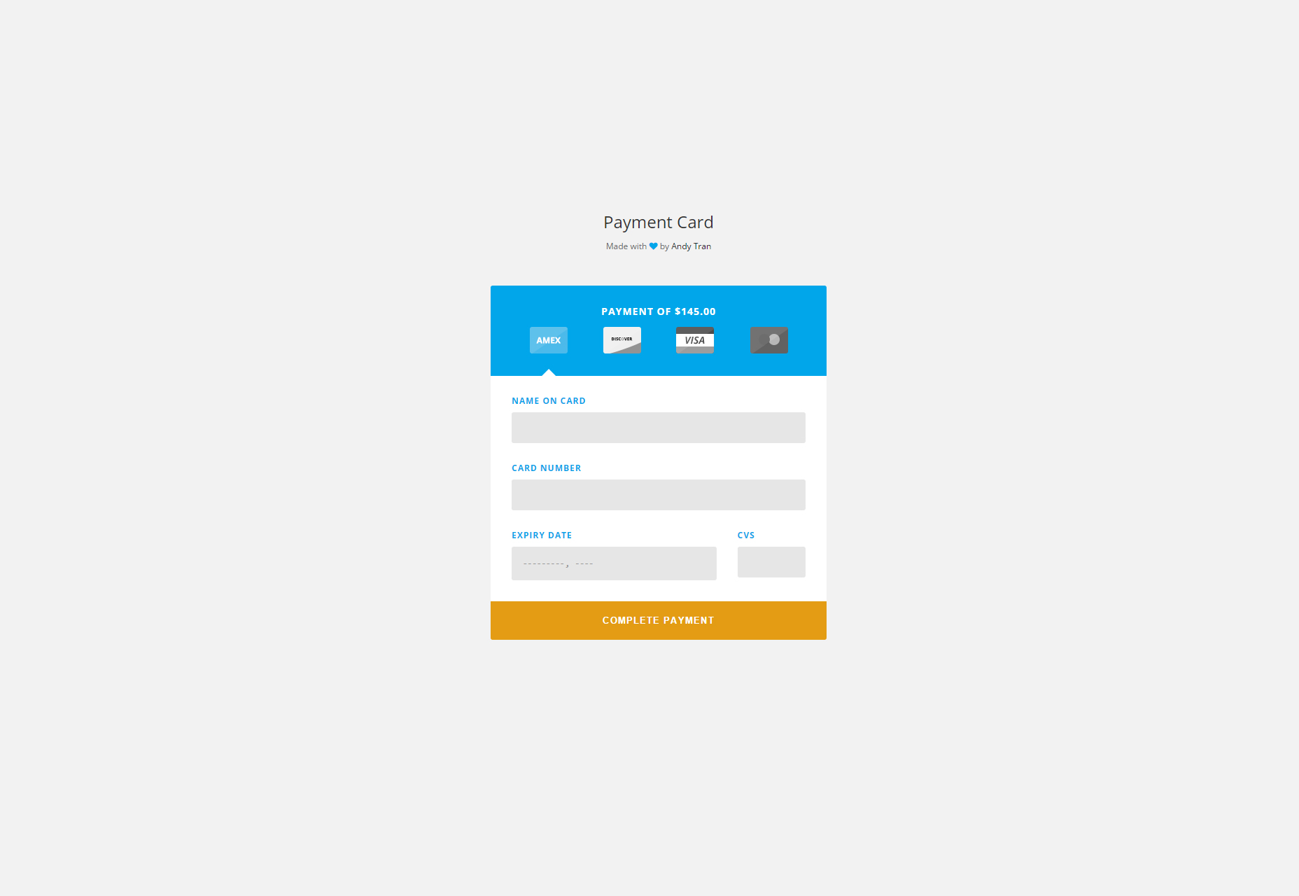 Flat CSS Payment Modal with Visual Aids