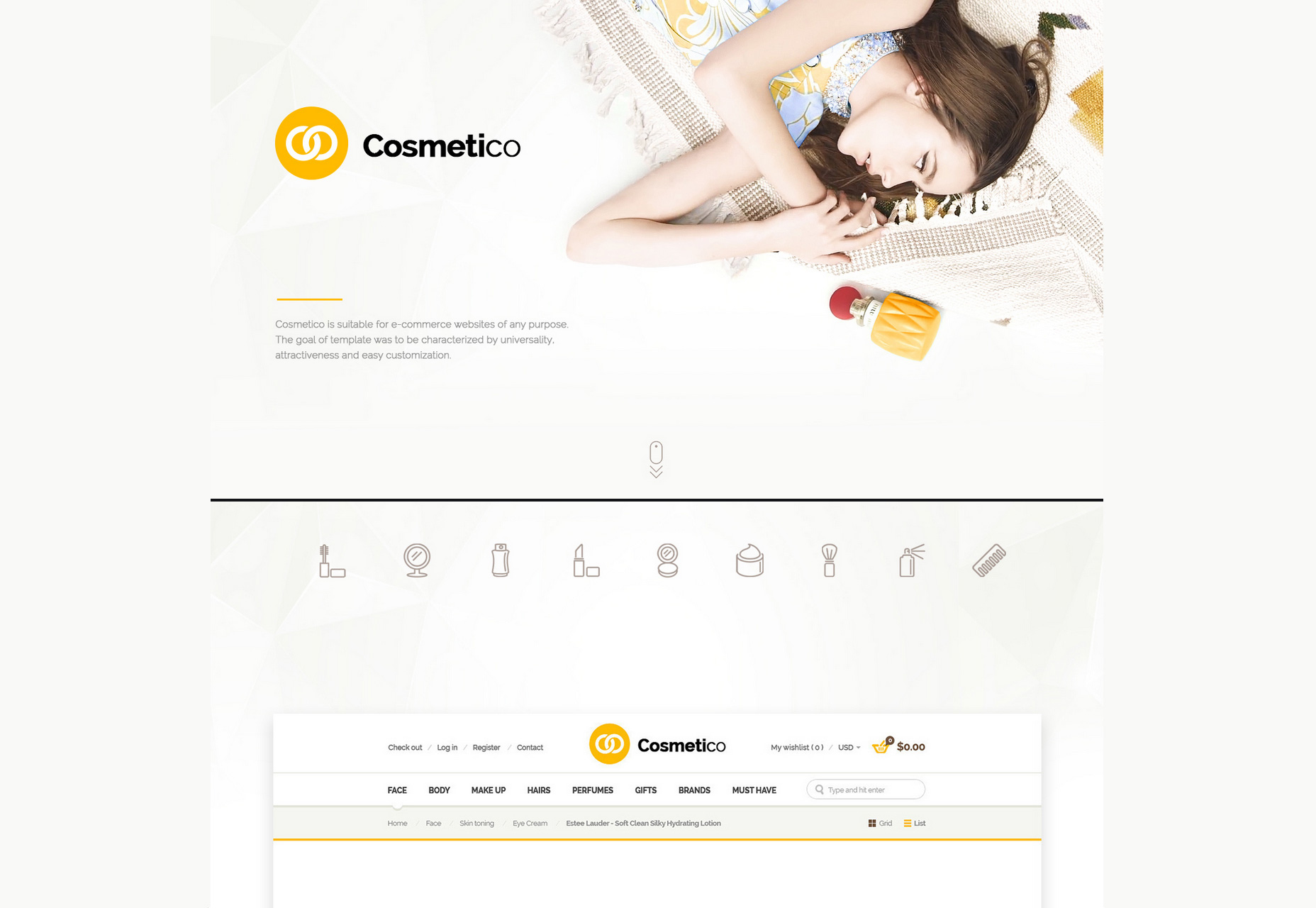 Cosmetico: Clean ECommerce PSD Template