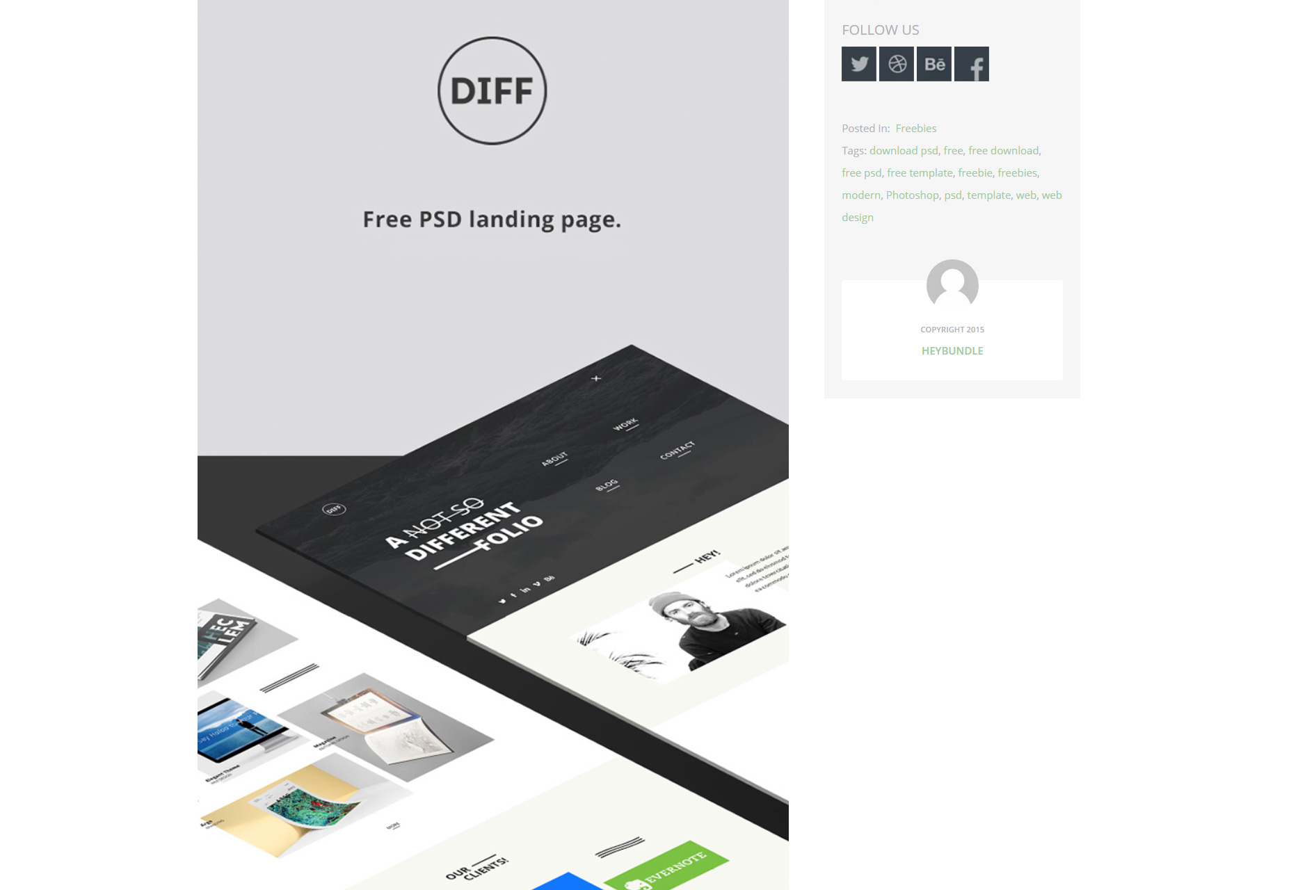 DIFF: A Unique Landing Page PSD Web Template