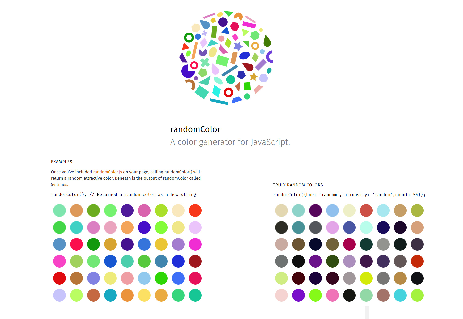 RandomColor.js: Cusomized Random Color Palette Generator