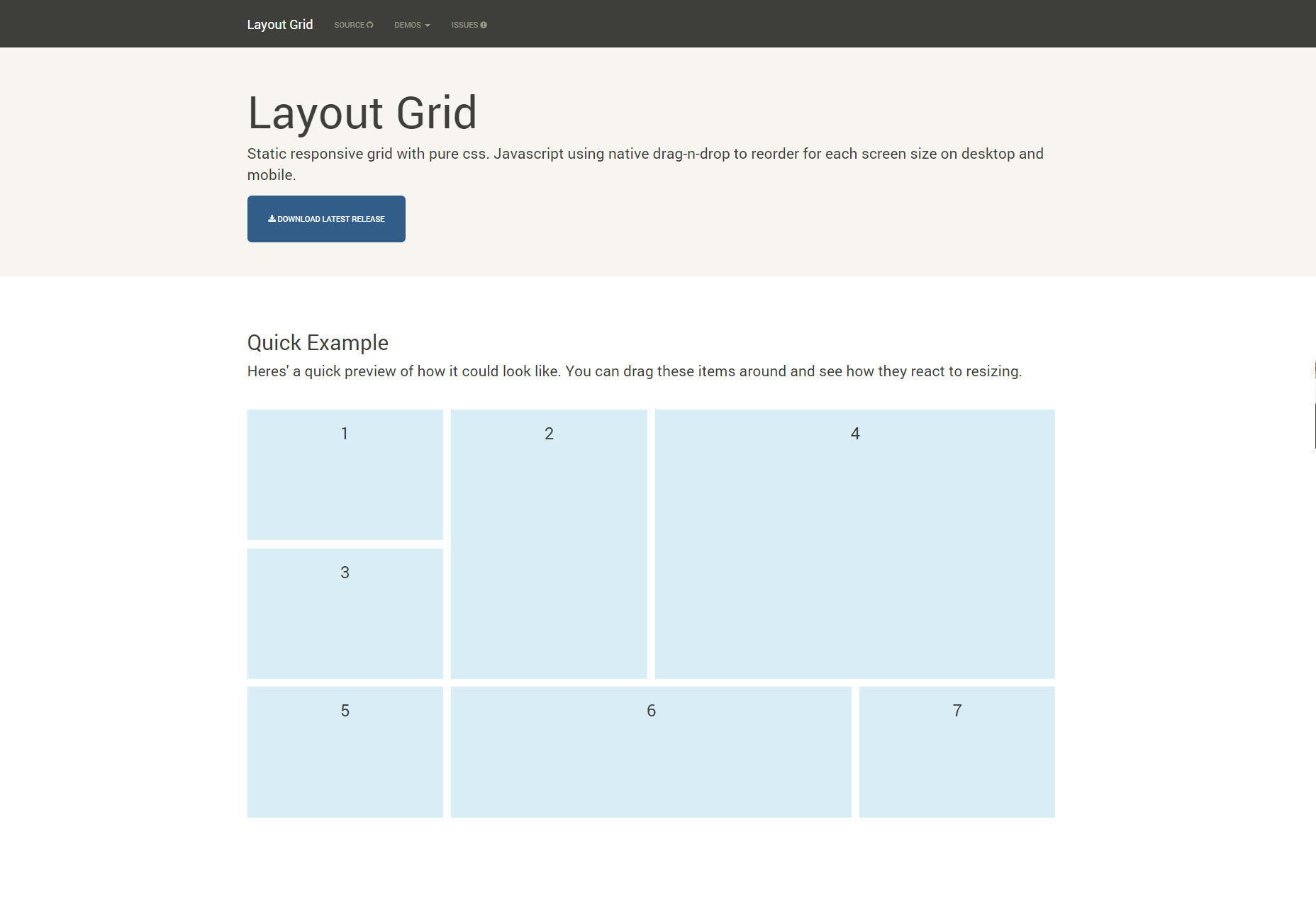 Static Responsive CSS & JS Grid Layout