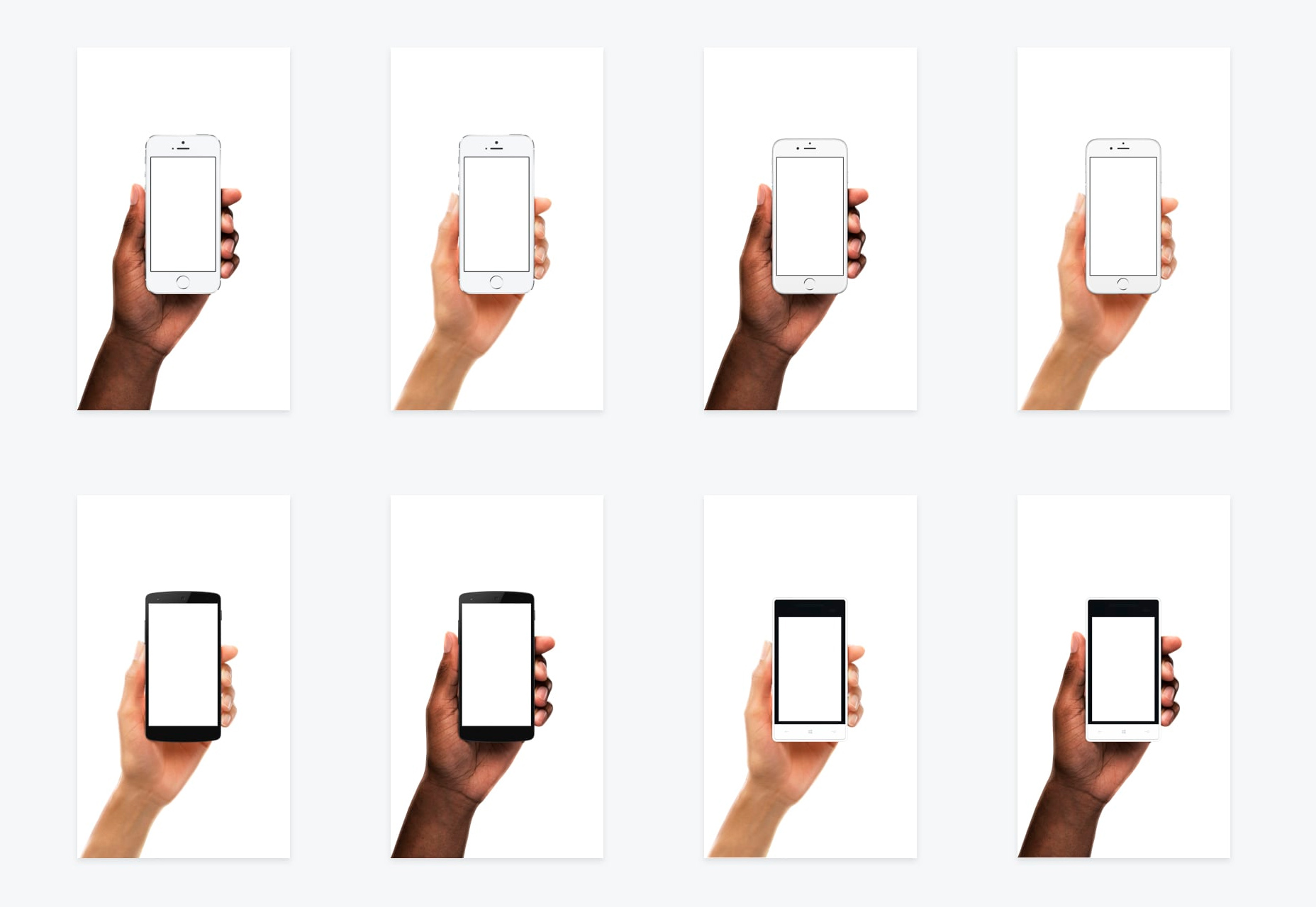 Diverse Device Hands: Photorealistic Mobile Mockups