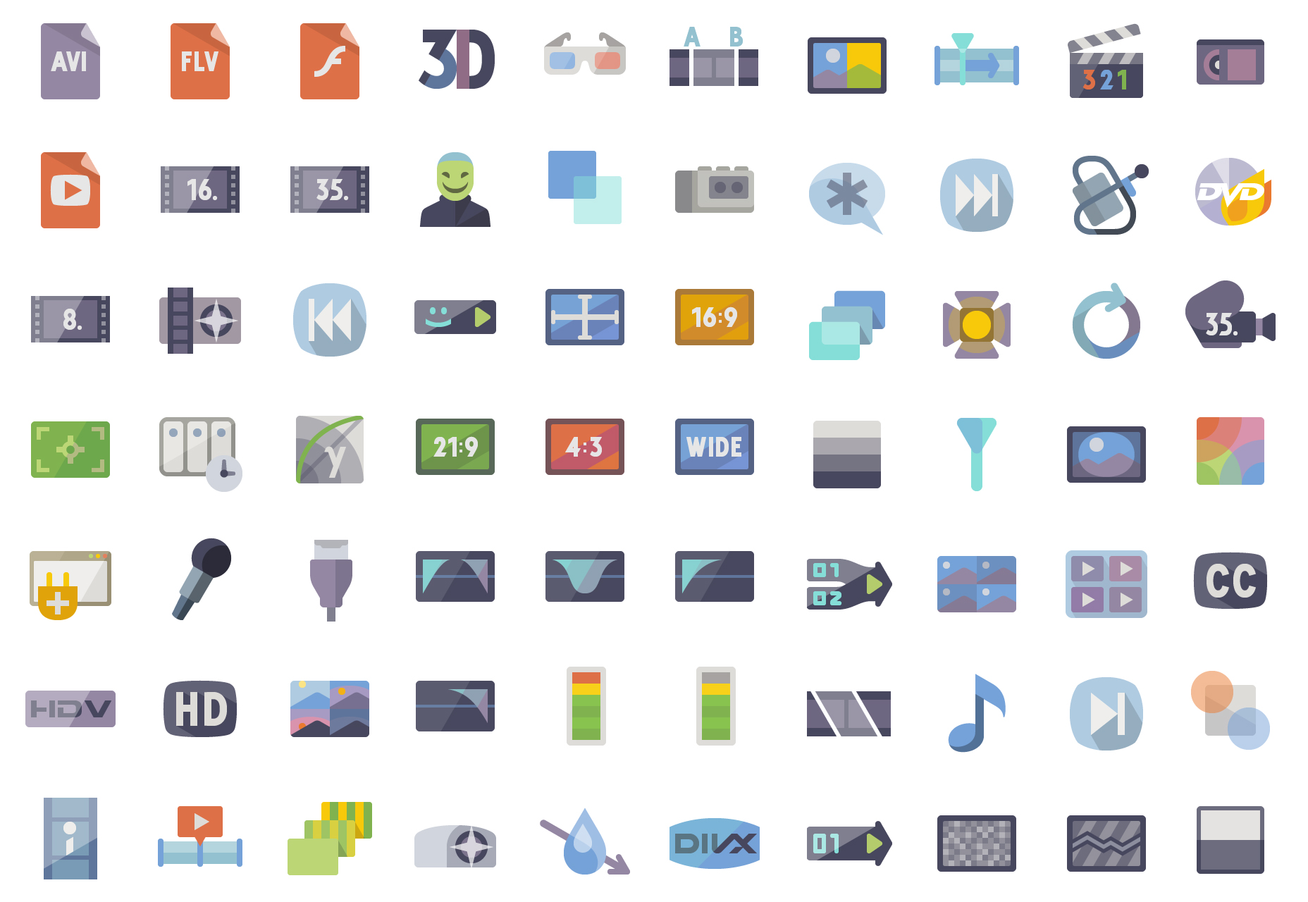 5k Video Production Flat Vector Icons