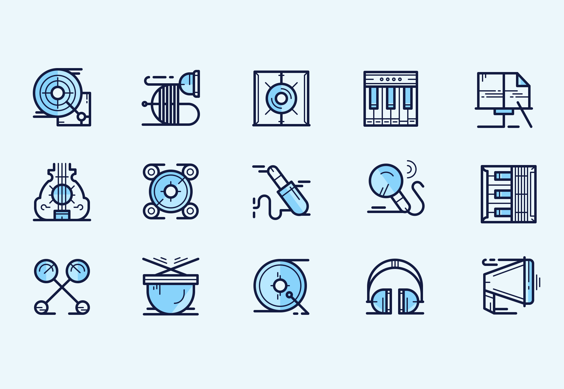 Music Icons: Multi-weight Line Style Icons