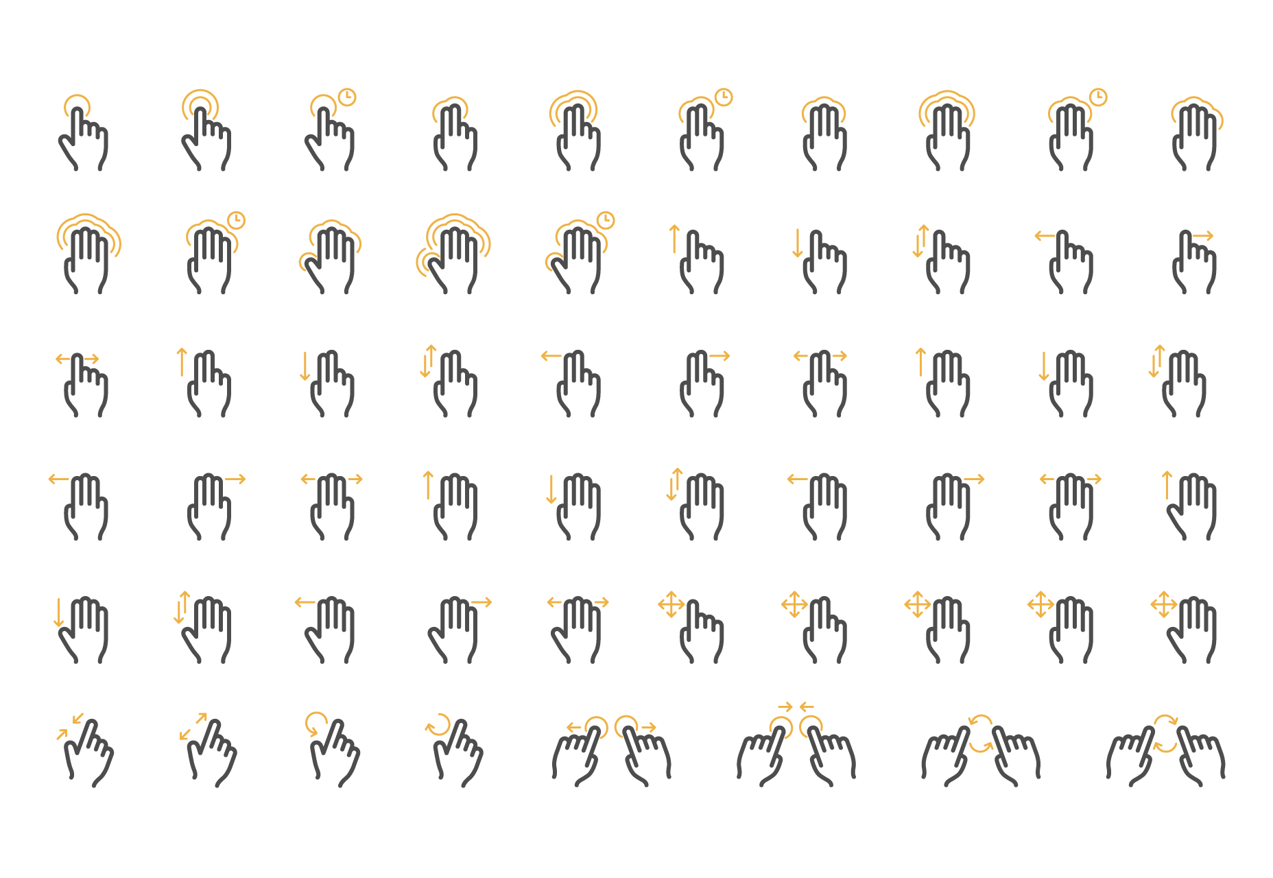 Multi-Touch Gesture Vector Icons Set