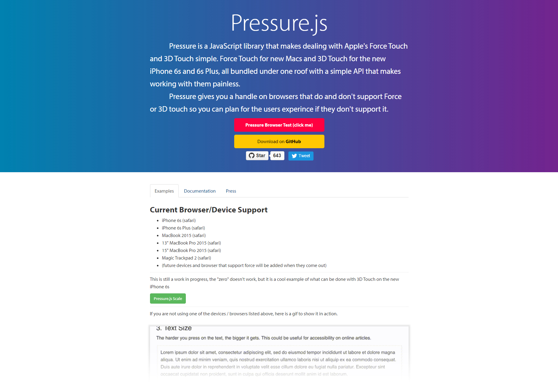Pressure: Single API Force & 3D Touch JavaScript Library