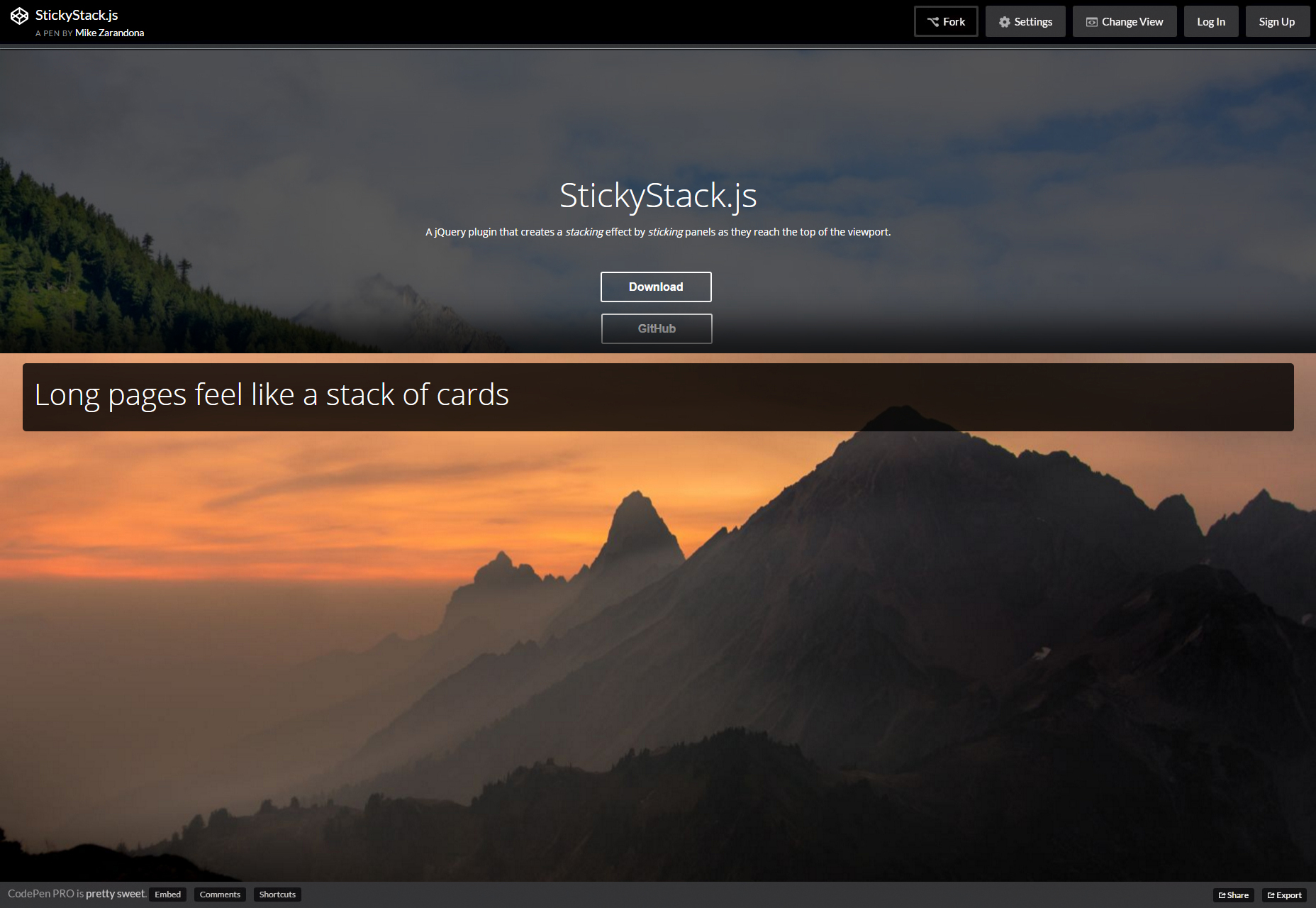 StickyStack.js: Stacking Effect jQuery Plugin