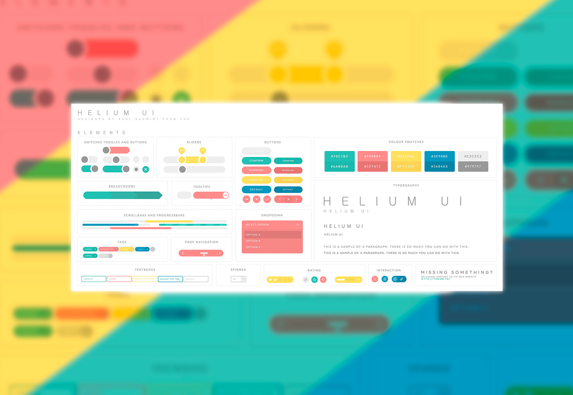 Helium UI: Colorful Sketch UI Kit