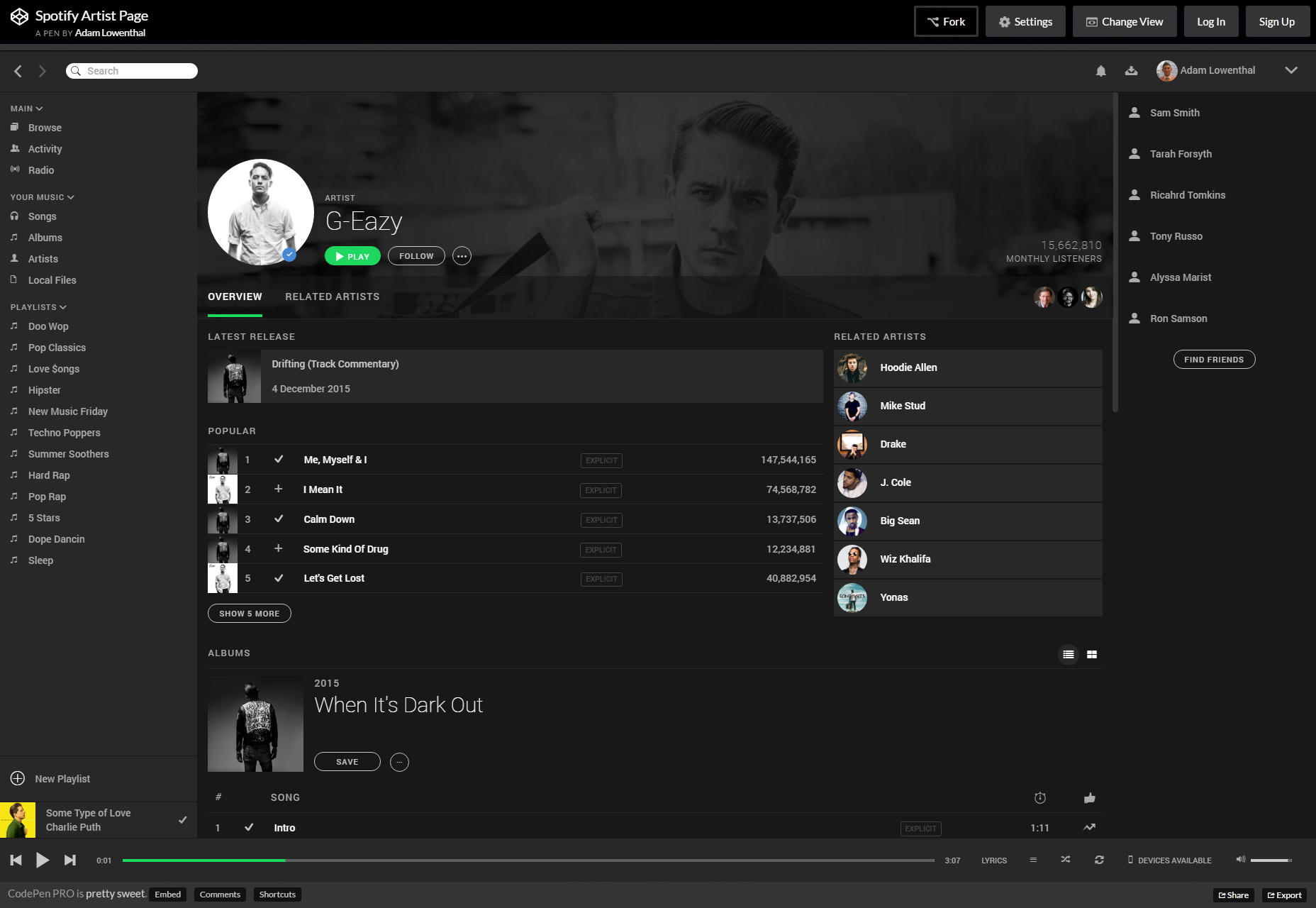 Spotify’s Artist Page Snippet