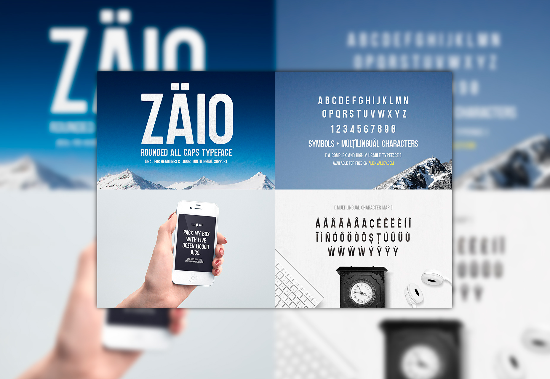 Zaio: Rounded Corners Uppercase Font