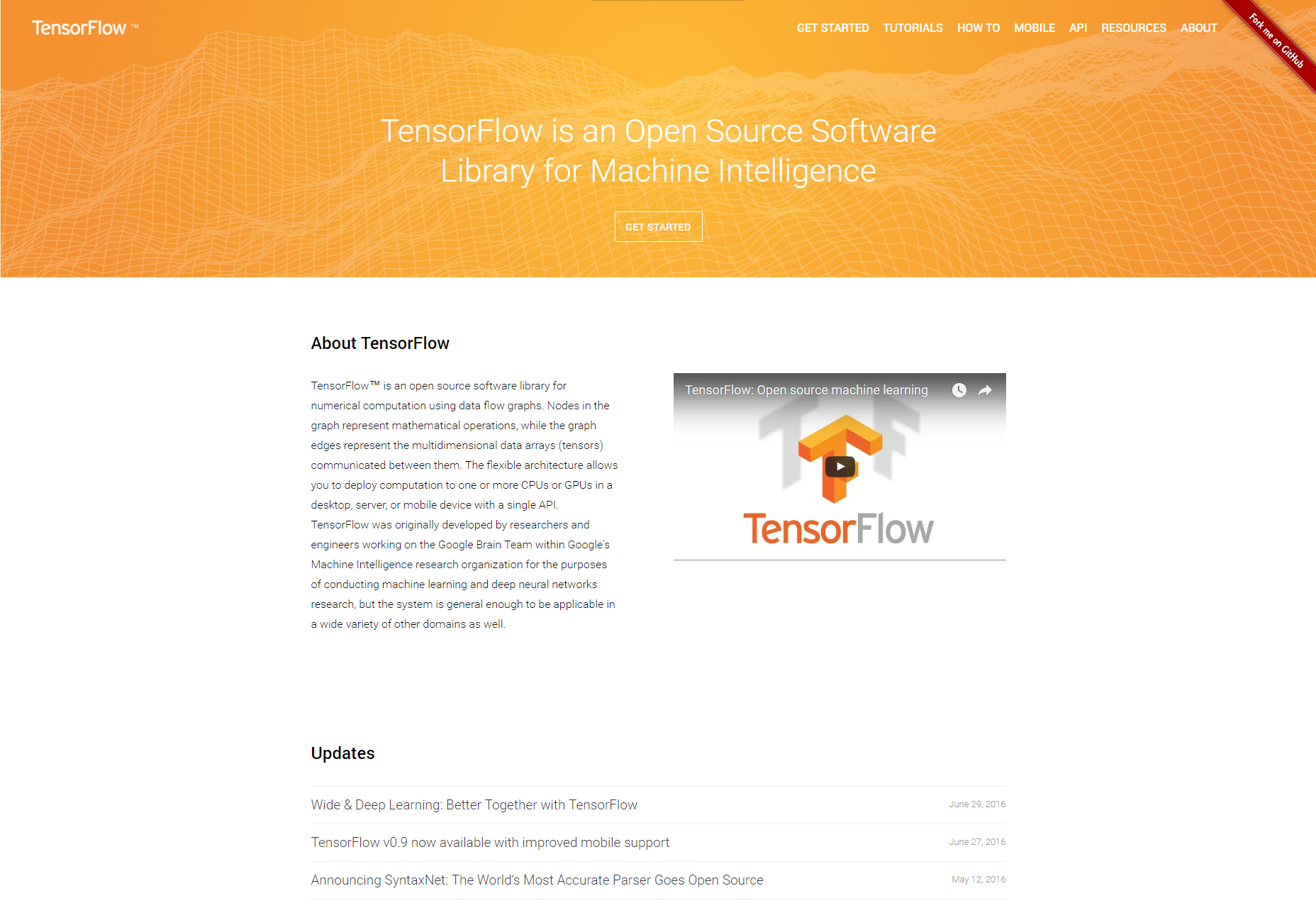 TensorFlow: Open Source Machine Intelligence Software Library 