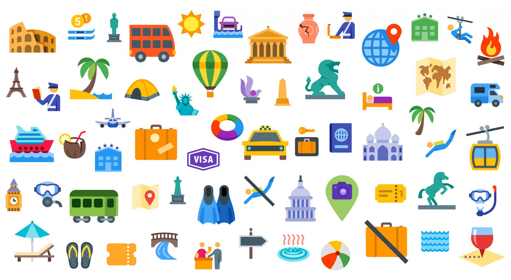travel color icons