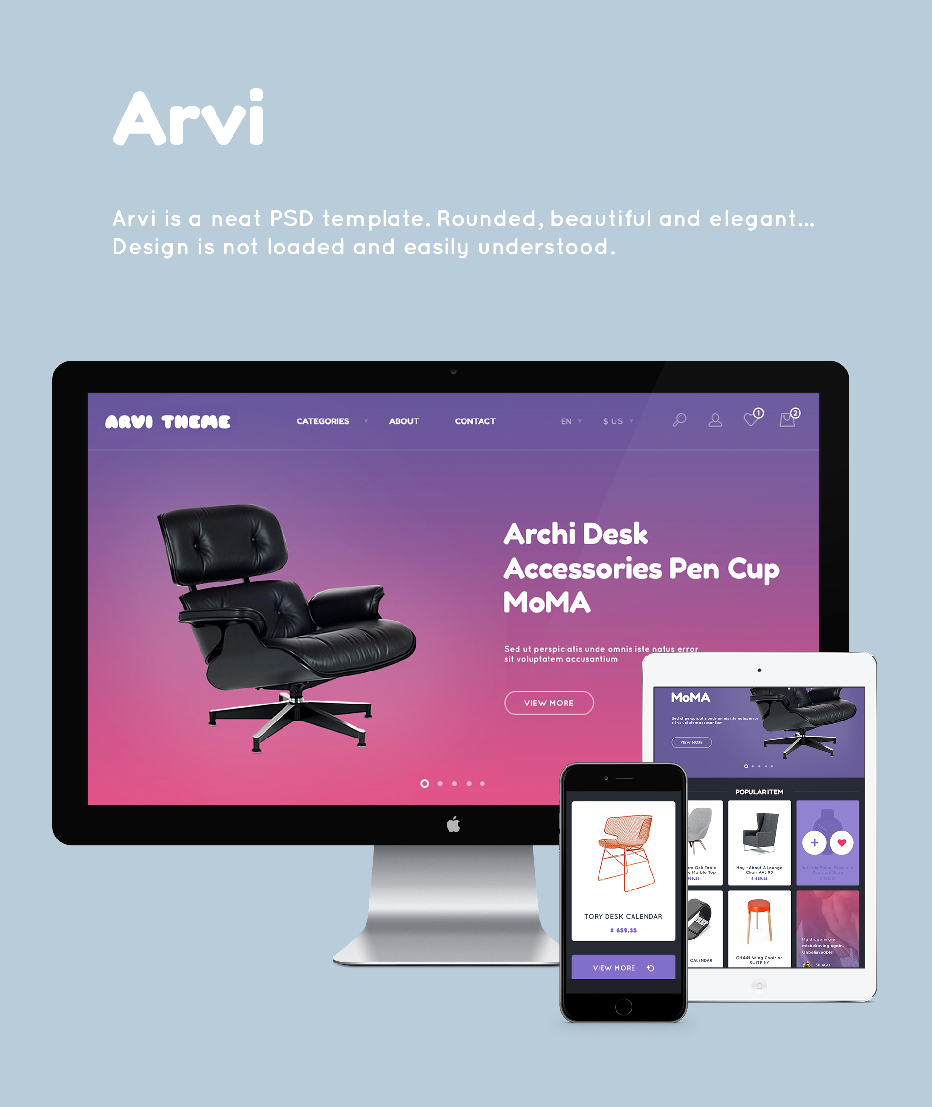 Free Download: Arvi PSD Template