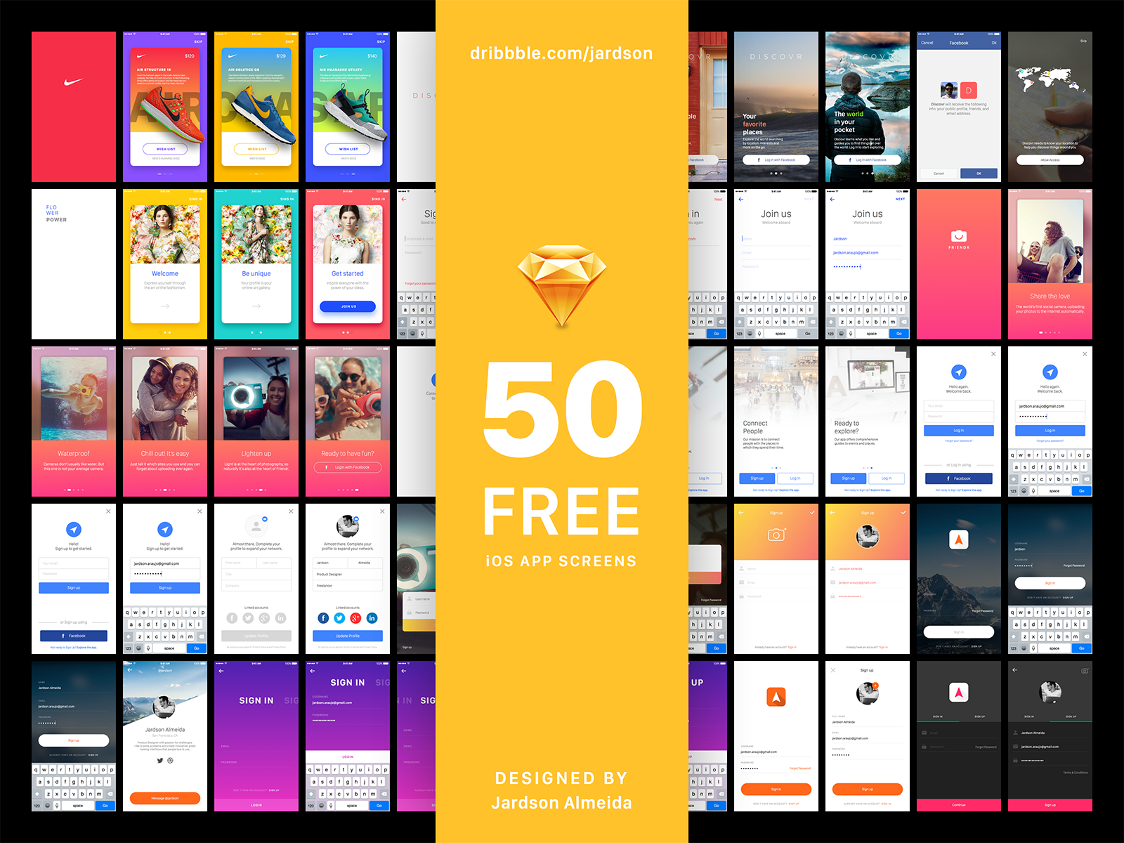 Free Download: Sign In Project - 50 FREE iOS App Screens for Sketch