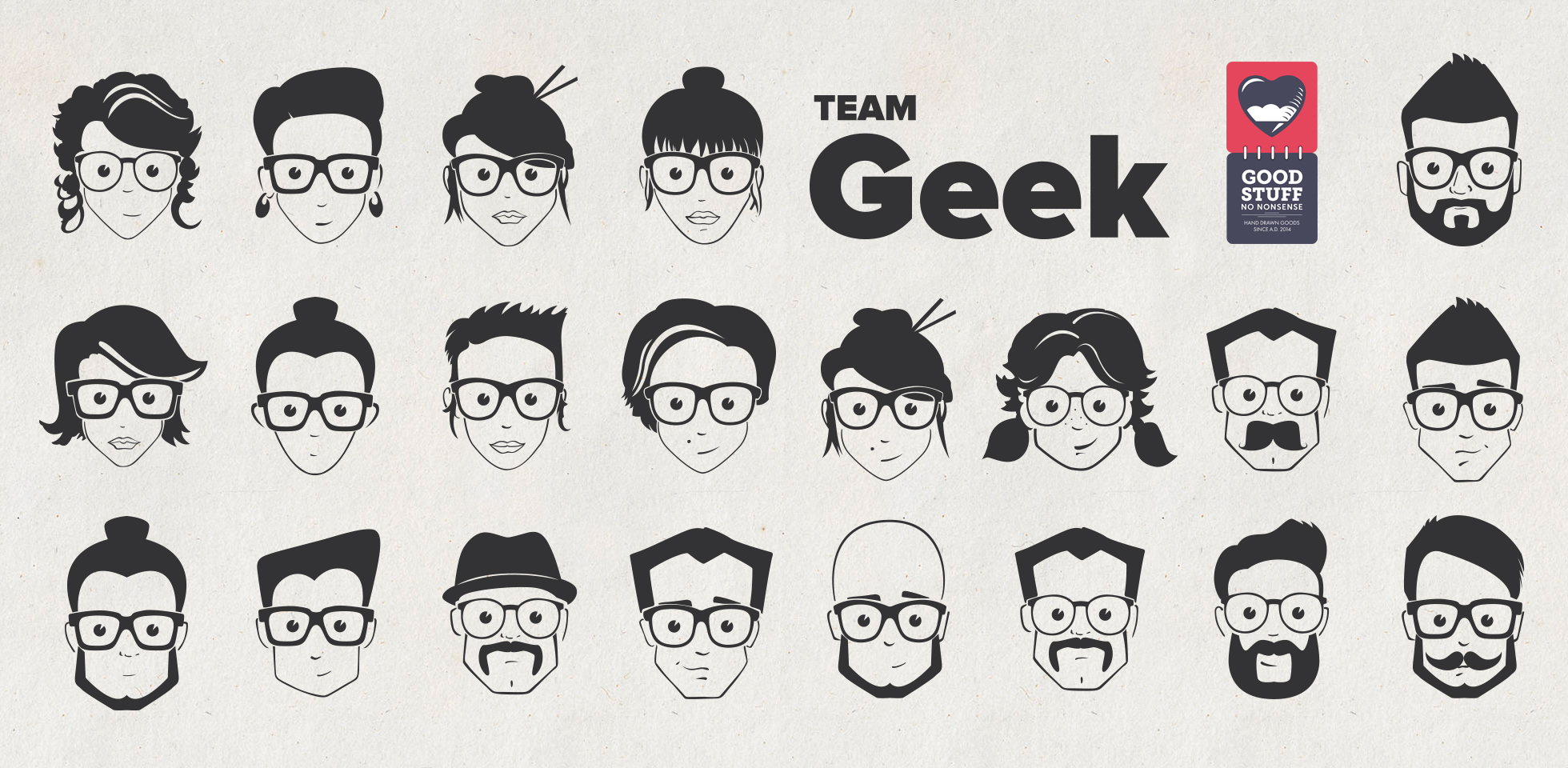 this awesome geek pack contains 40 vector elements with geek boys and girls...