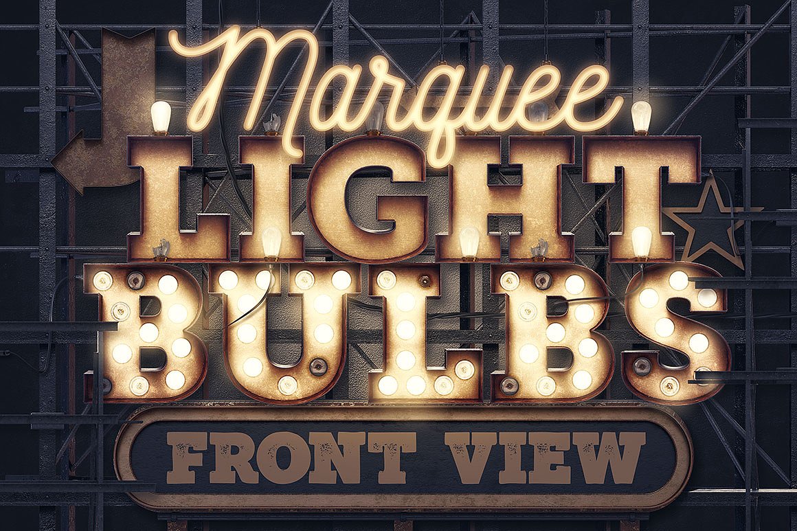 Free Download: Marquee Light Bulbs 3D Numbers