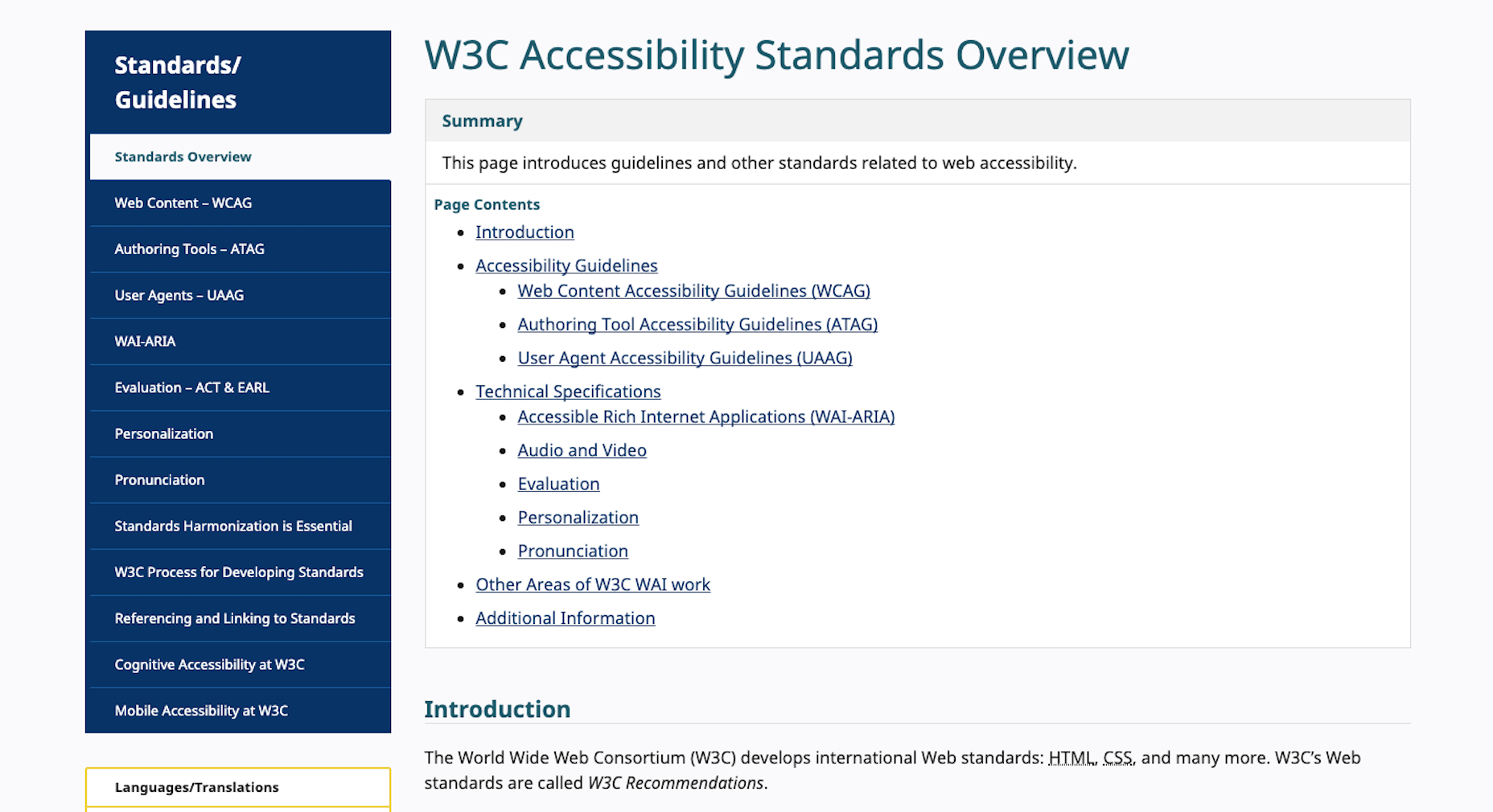 W3C Accessibility Standards