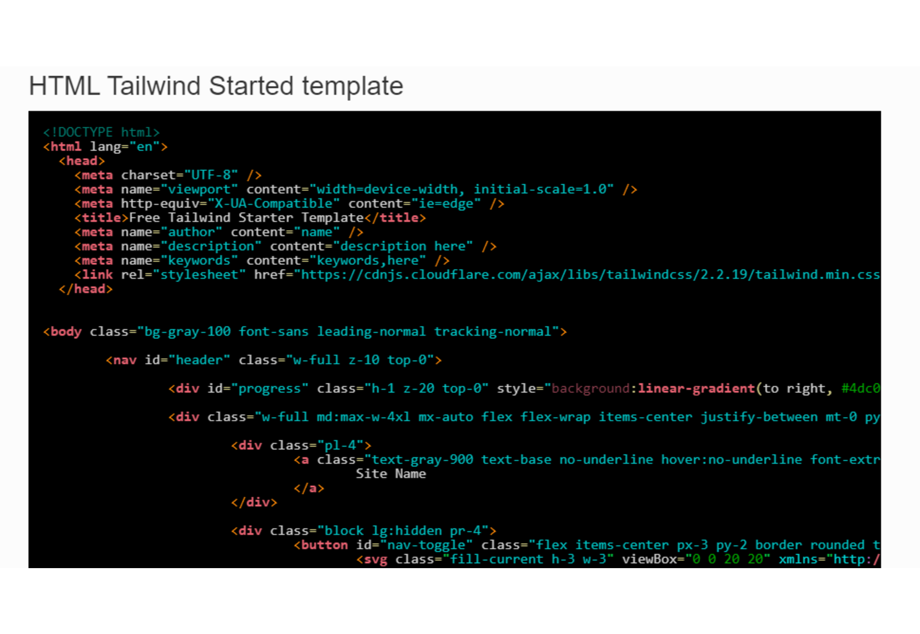 HTML Tailwind Started template