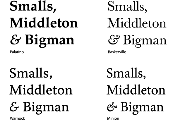 revised logotypes in appropriate typefaces