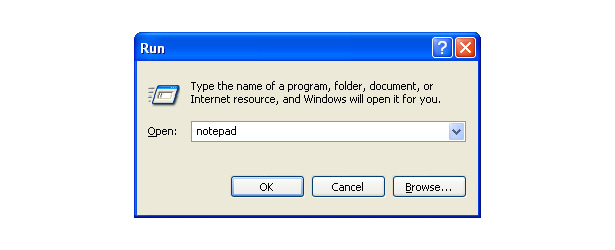 Type Notepad in the Run Box