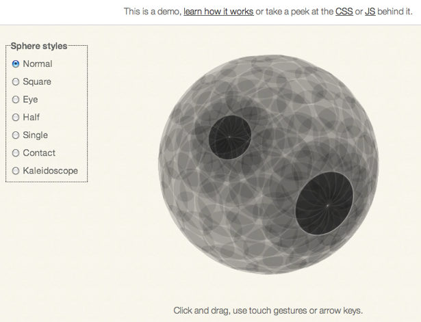 Demo of a 3D sphere created in CSS3