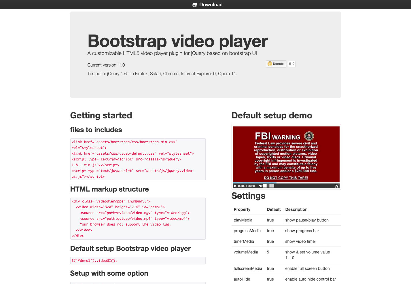 bootstrap video player