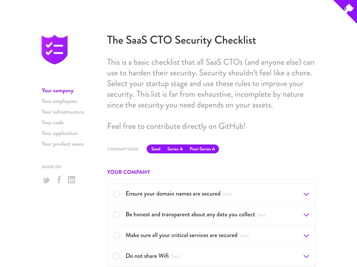 The SaaS CTO Security Checlist