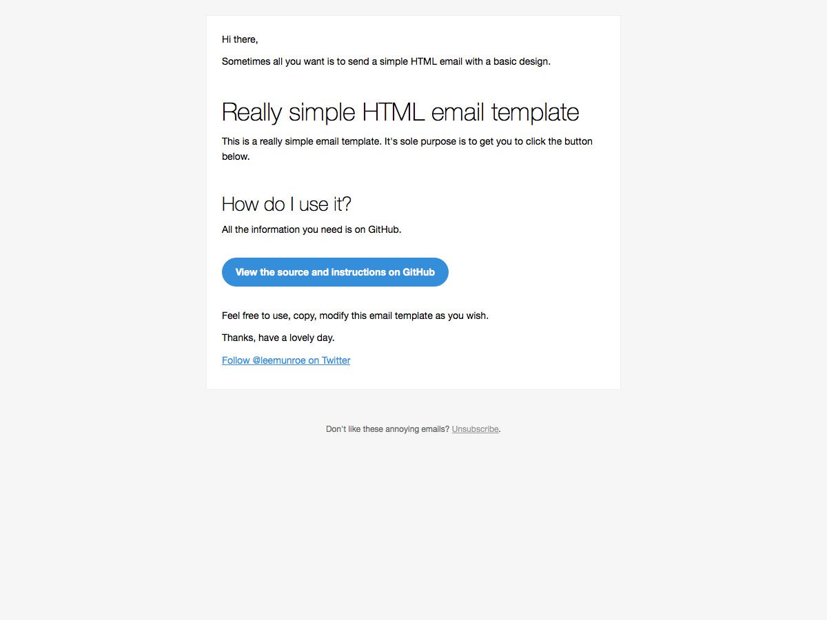 Really simple HTML email template