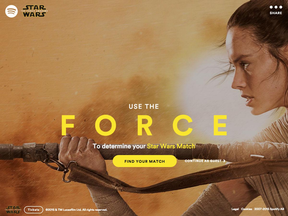 Spotify will Find your Star Wars Match Using the Force.
