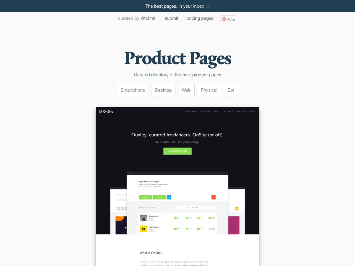 product pages