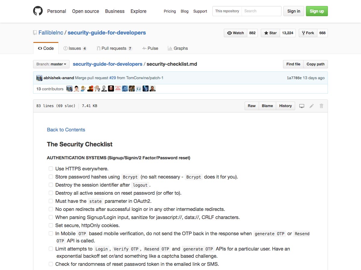 the security checklist