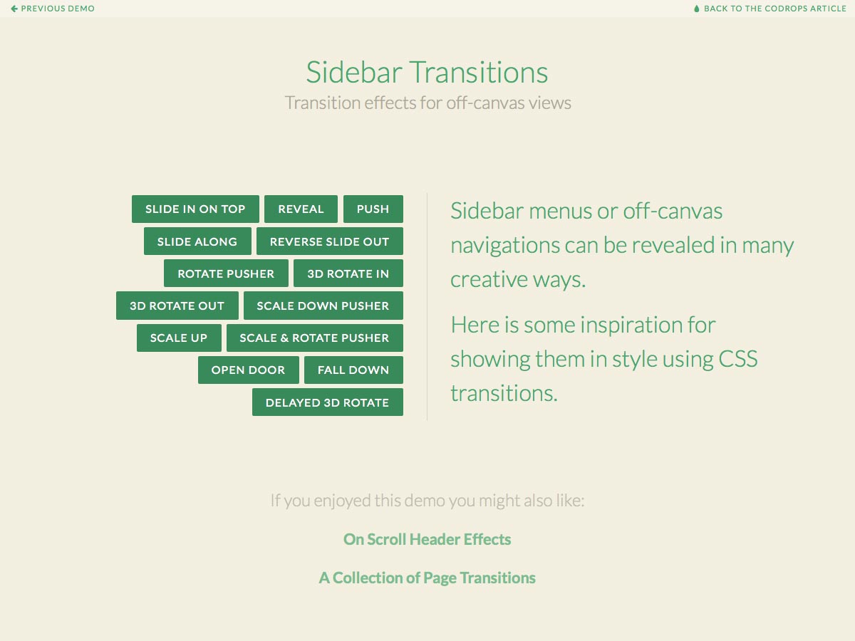 sidebar transitions