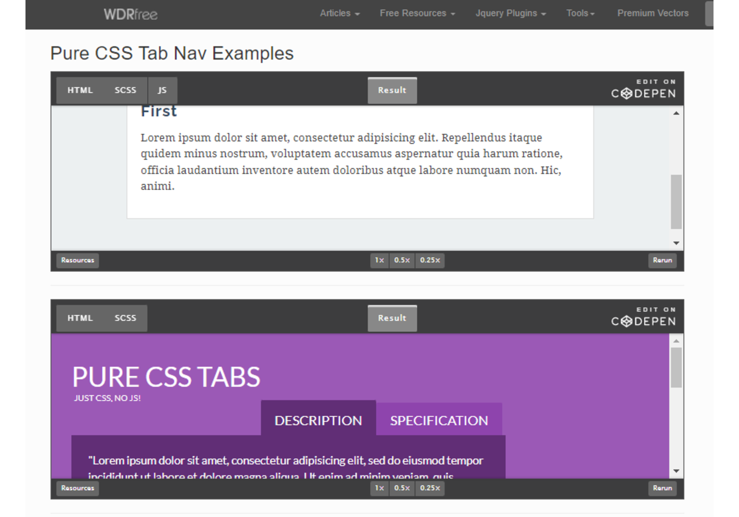 pure css tabs