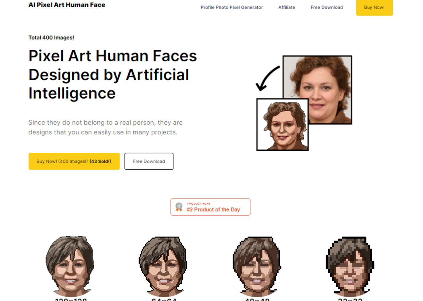 AI Pixel Art Human Face
